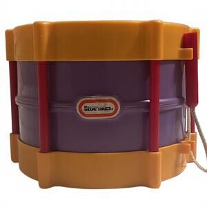 Vintage Little Tikes Drum WITH ONE BROKEN DRUMSTICK! (Purple, Gold, White, Red)